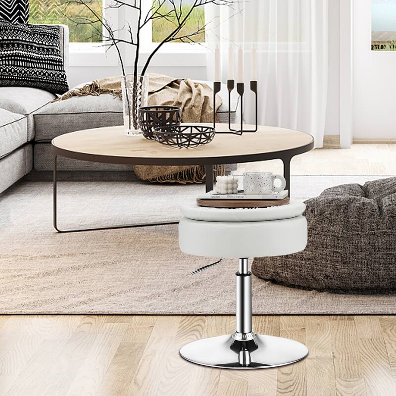 Costway Set of 4 Adjustable Vanity Stool Swivel Storage Makeup Chair - See Details