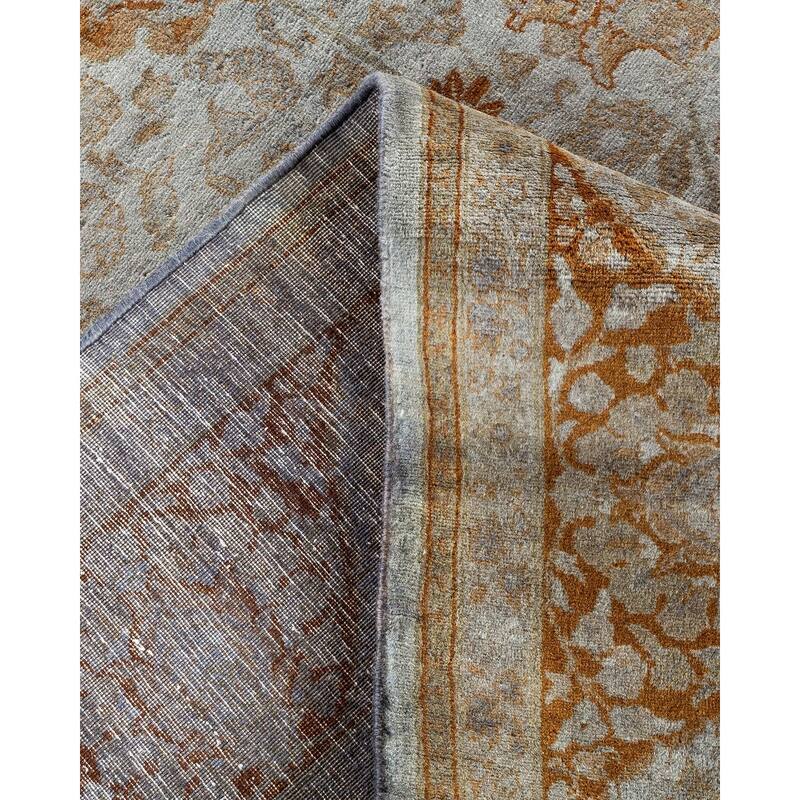 Overton Hand Knotted Wool Vintage Inspired Modern Contemporary Overdyed Gray Area Rug - 6' 2" x 12' 0"