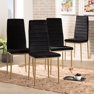 Armand Modern Glam and Luxe Fabric and Metal Dining Chair Set (4PC)