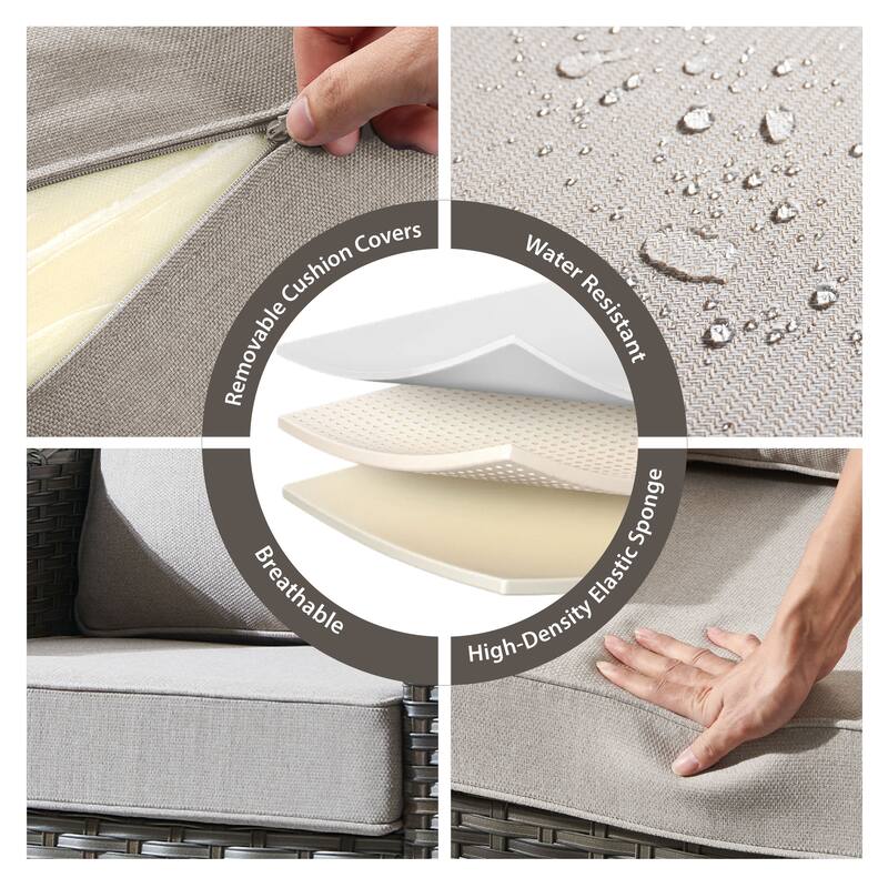 Meyreso 3-Piece Gray Wicker Outdoor Swivel Glider Chair Set with Side Table