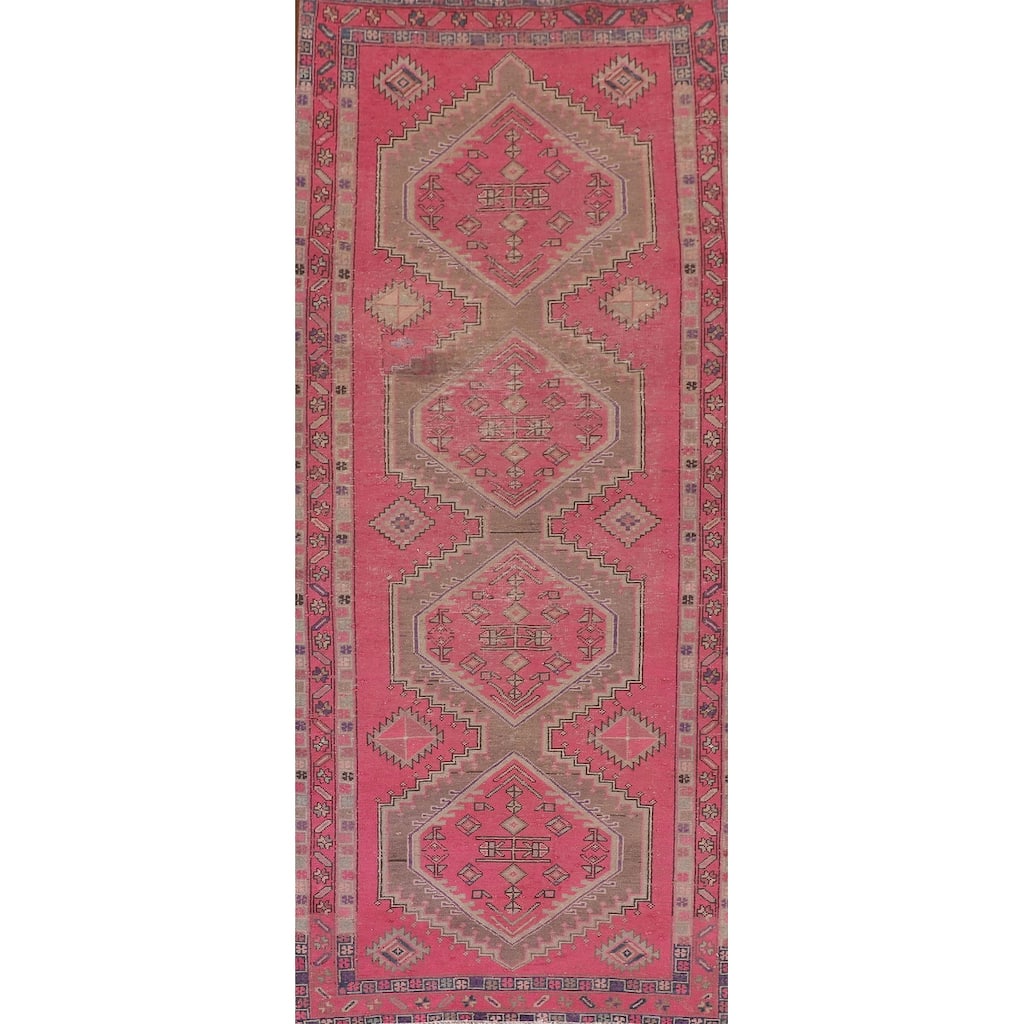 Over-Dyed Ardebil Persian Vintage Runner Rug Handmade Wool Carpet - 3'8" x 10'1"