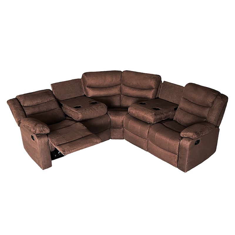 93" Width Polyester/Suede 5-Piece Manual Reclining Sectional Sofa