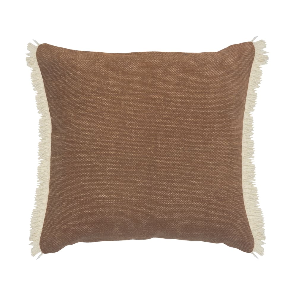 Sevita Hidalgo Cafe Cream Solid Square Cotton Throw Pillow