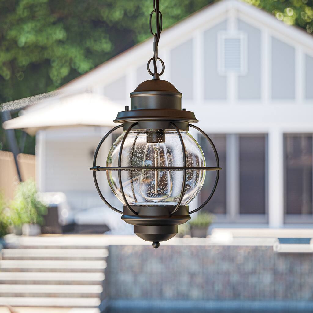 Elton 1-light Black Indoor/ Outdoor Hanging Lantern