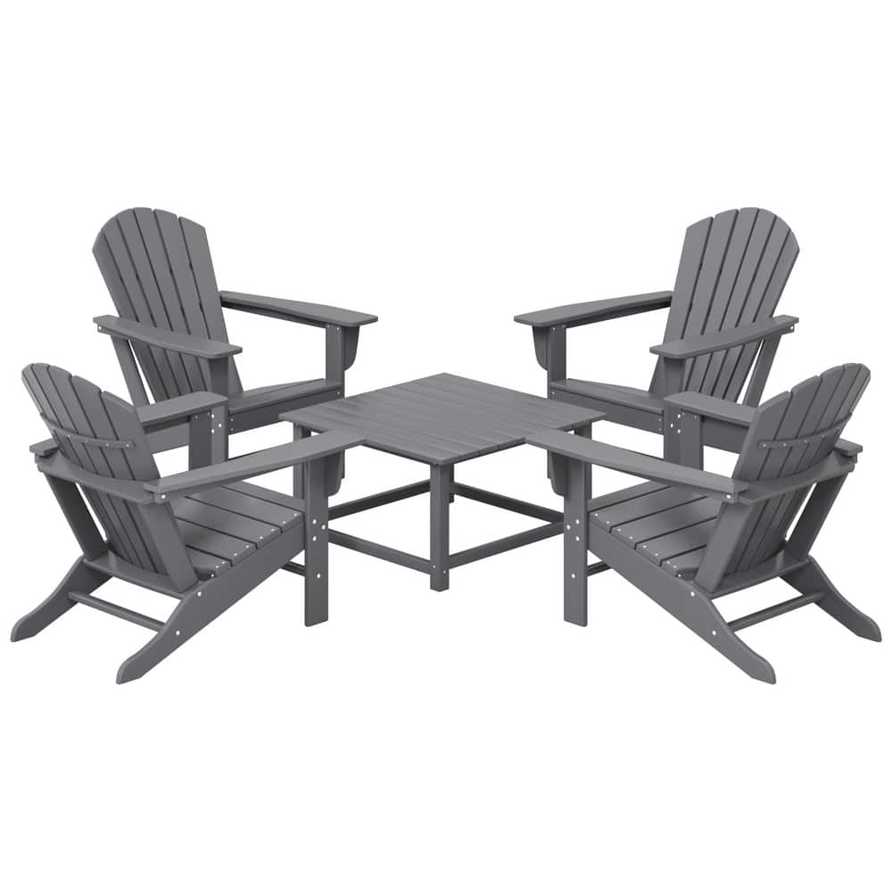 Altura Outdoor 5-Piece Adirondack Chair With Square Coffee Table Conversation Set