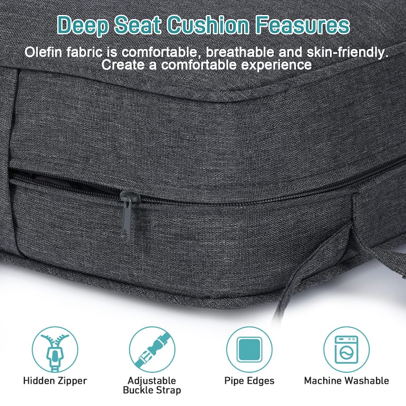 Aoodor 22'' x 24'' Outdoor Deep Seat Chair Cushion Set(Set of 2 Seats, 2 Backs, 2 Pillows） - N/A
