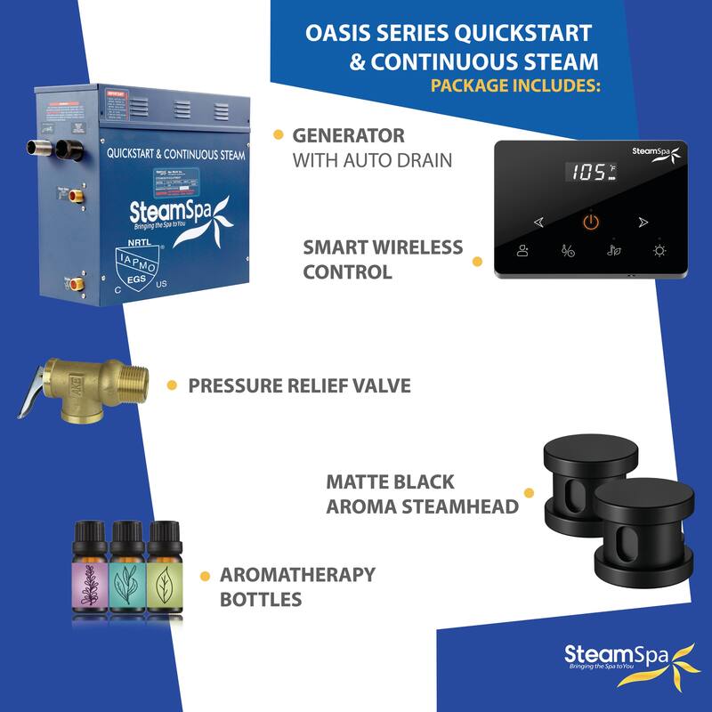 Oasis Series 6000-Watts Steam Generator with Continuous Steam Plus Fully Wireless Handheld Control