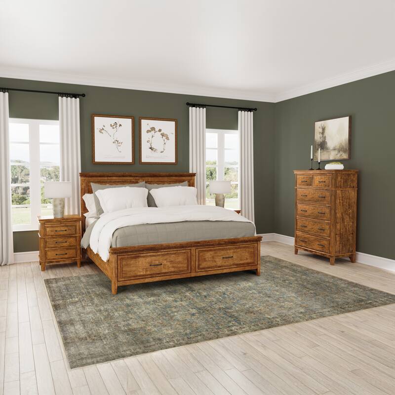 Simply Solid Saldana Storage Bedroom Set - 4 Piece - Queen