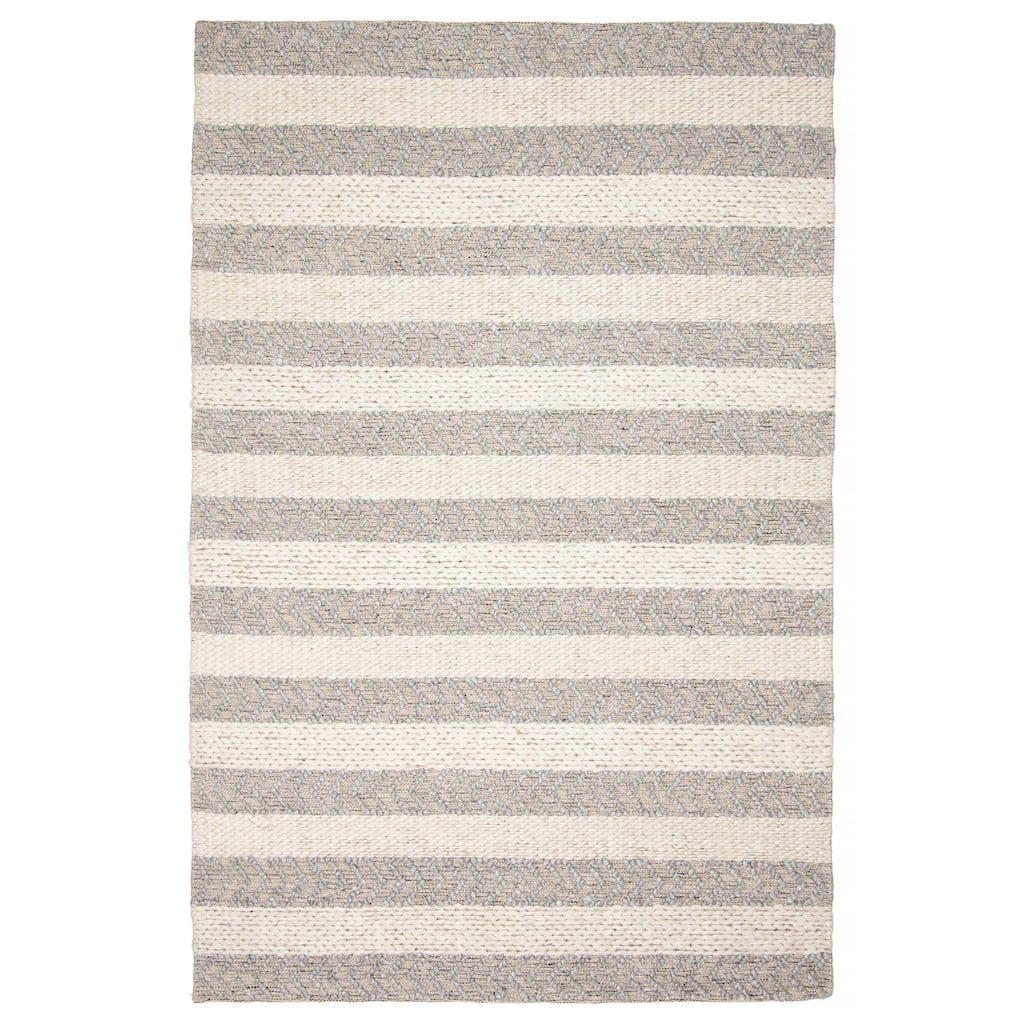 ECARPETGALLERY Braid weave Sienna Grey Wool Rug - 5'2 x 7'8