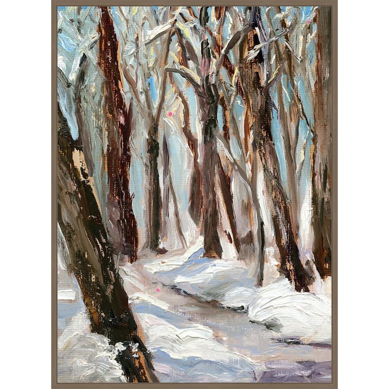 Woods in Winter by Sandra Iafrate Framed Canvas Wall Art Print - Sylvie Dark Gold
