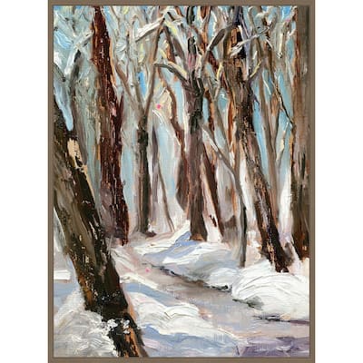 Woods in Winter by Sandra Iafrate Framed Canvas Wall Art Print - Sylvie Dark Gold