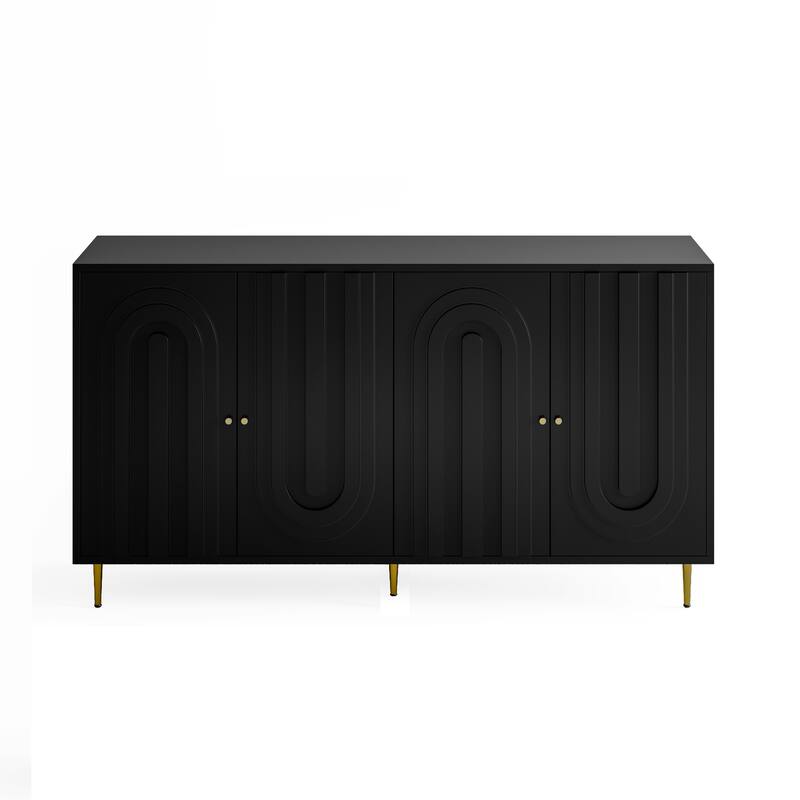 Modern Lacquered 4 Door Wooden Sideboard Buffet Server Cabinet
