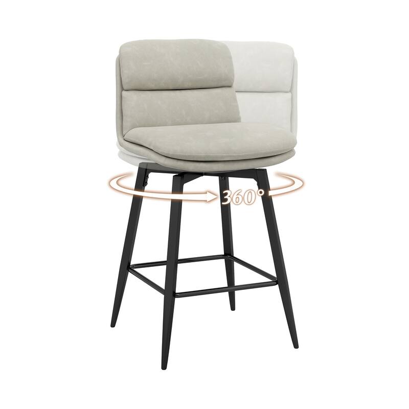 360°Swivel Bar Stools Set of 2/3/4, 26" H Seat Height with, Faux Leather Barstool for Kitchen Island and Home Bar Brown