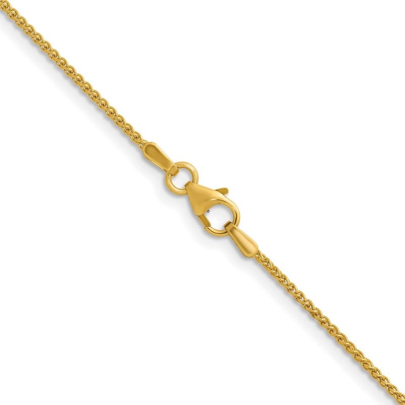 Curata Italian 14k Yellow Gold 1.3mm Wheat Chain Necklace For Men Women (Lobster)