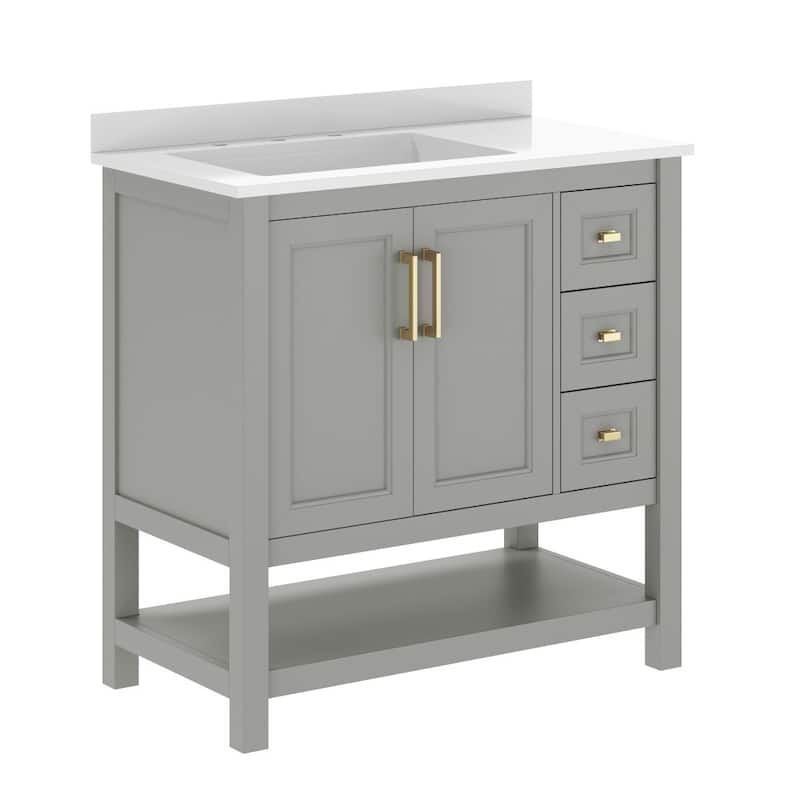 Bathroom Vanity with Sink, Open Storage, and Storage Drawers
