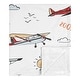 preview thumbnail 1 of 3, Vintage Airplane Boy Baby Receiving Security Swaddle Blanket - Grey Yellow Orange Red White Blue Airplanes Plane Transportation