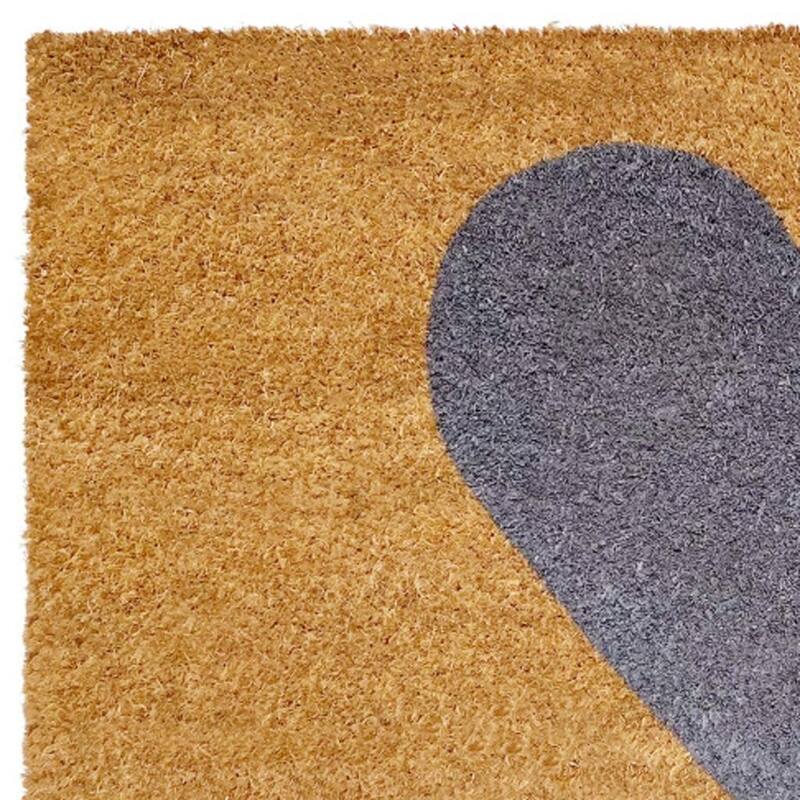 HomeRoots 24" X 36" Brown And Gray Heart Outdoor Coir Door Mat - 24.00' X '36.00