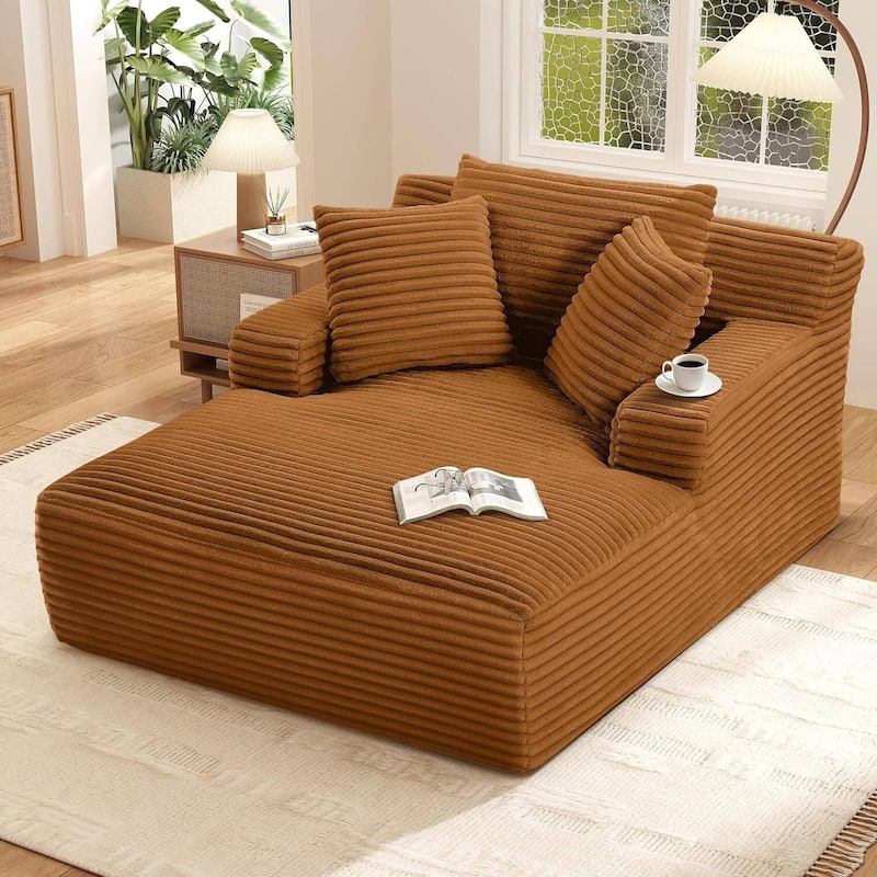 Rossetta Corduroy Upholstered Modern Oversized Chaise Lounge Chair