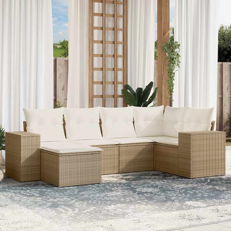 vidaXL Garden Sofa Set - Beige and cream Without table