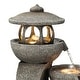 preview thumbnail 16 of 19, Glitzhome 32"H 4-Tiered Zen Pagoda Polyresin LED Lighted Outdoor Floor Water Fountain