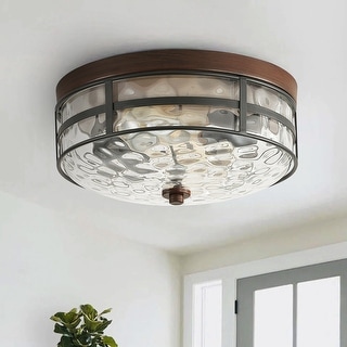 Glass drum flush sales mount light
