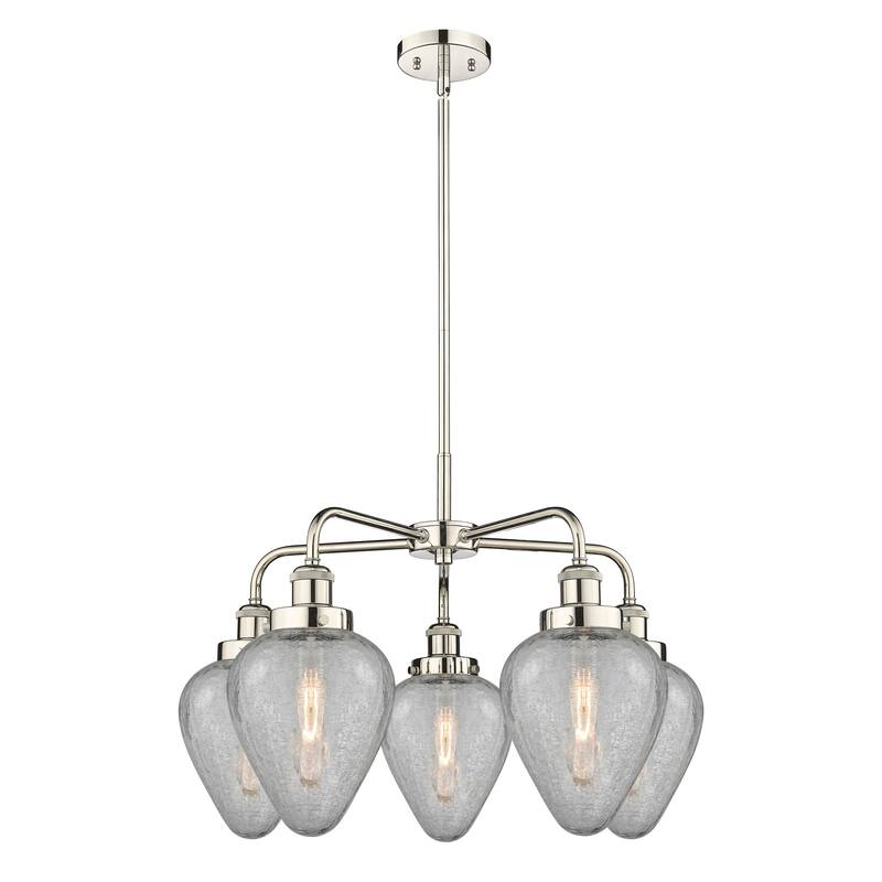 Innovations Lighting Geneseo - 5 Light 24" Stem Hung Chandelier - Polished Nickel