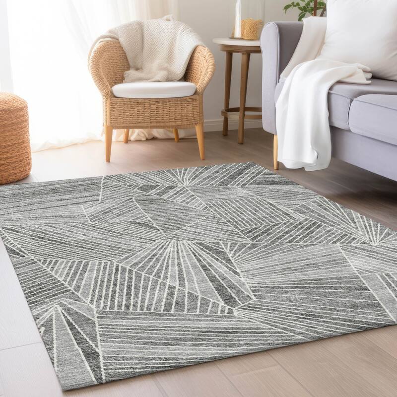 Premium Washable Super Soft Modern Mosaic Mayfield Rug - Gray - 9' x 12'