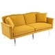 preview thumbnail 73 of 115, Velvet Loveseat Sofa Bed with 2 Pillows, Mid Century 2-Seat Couches Convertible Sofa Bed for Living Room, Bedroom,Office
