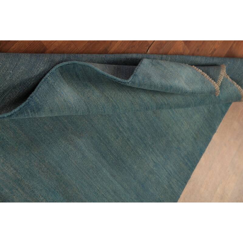 Striped Blue Gabbeh Oriental Rug Hand-Knotted Wool Carpet - 3'8" x 5'1"