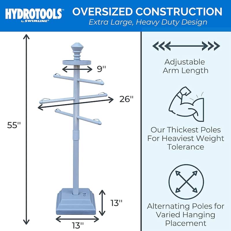 Outdoor Poolside Valet Towel Rack with Weighted Base - 52"