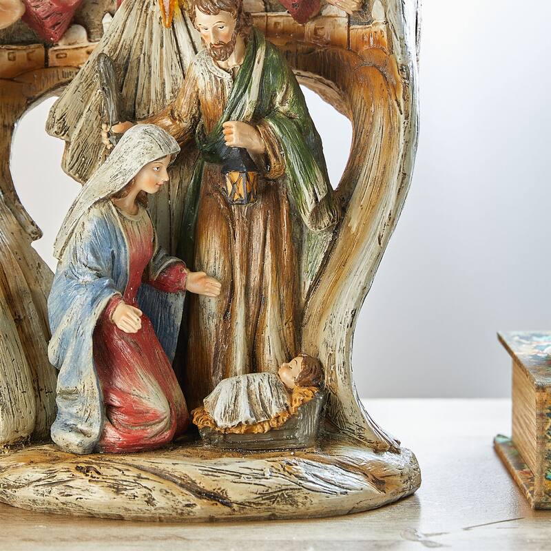 Glitzhome Resin Angel Christmas Nativity