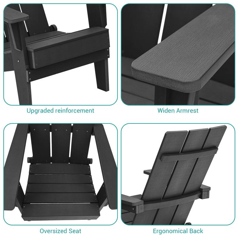 BONOSUKI Folding Adirondack Chair,Weather Resistant Patio Chair-Set of 2