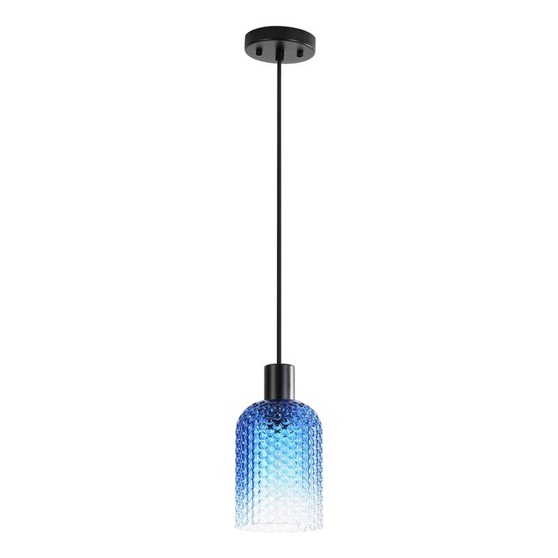 1/3-Light Modern Glam Bell-Shaped Adjustable Island Pendant Light with Clear/Blue/Amber Textured Glass