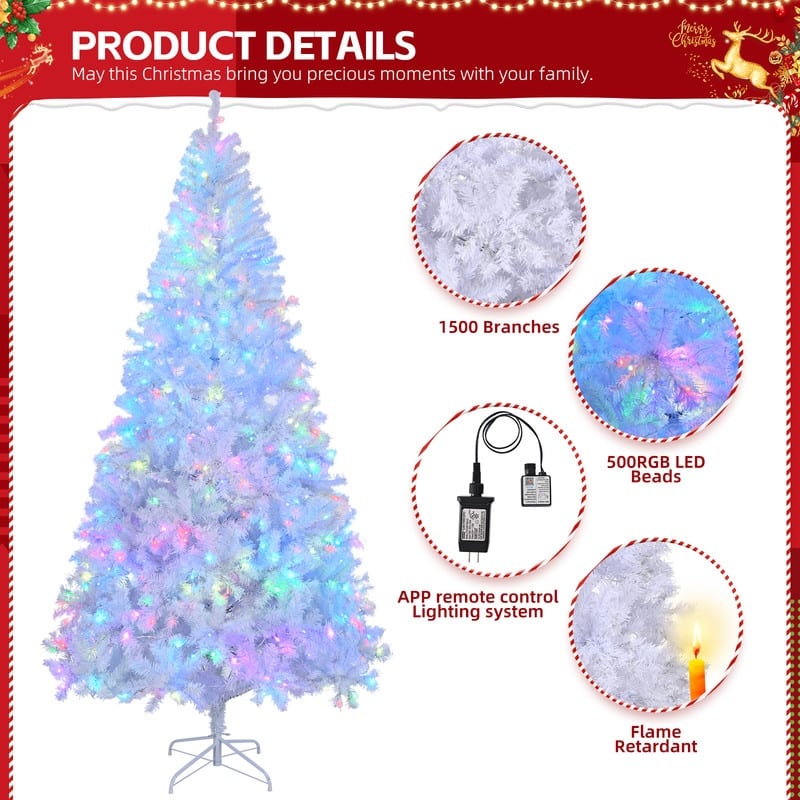Pre-lit White Artificial Christmas Tree Holiday Decoration