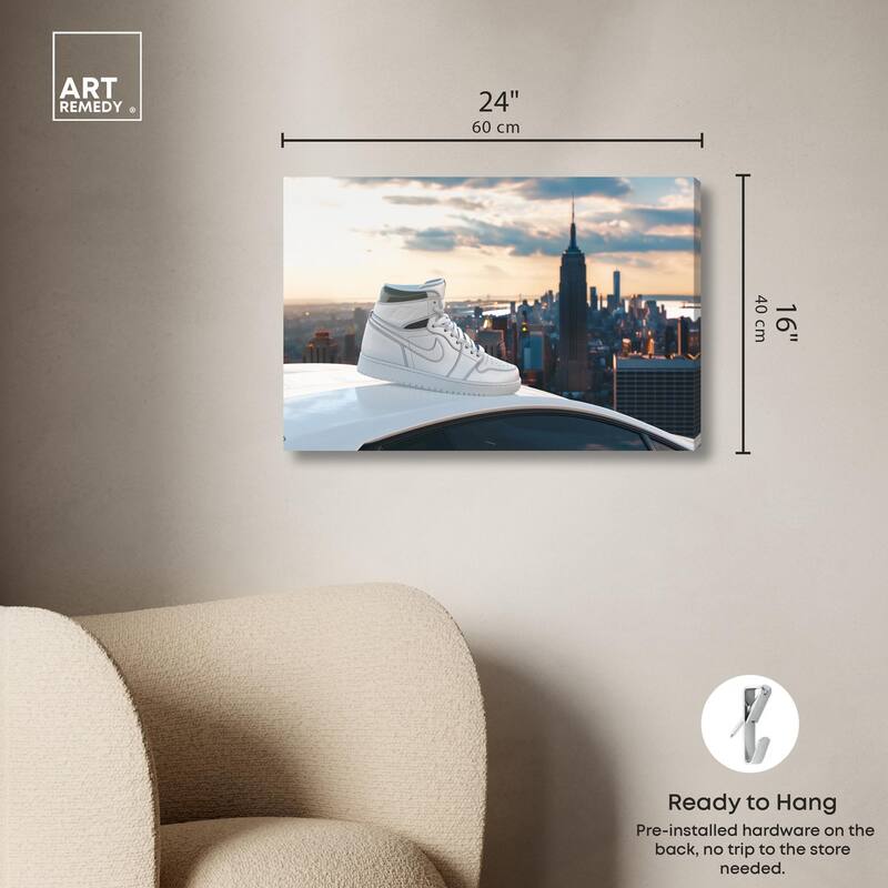 City Car and Sneakers Canvas by Art Remedy, Gallery Wrapped