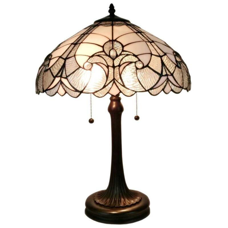Tiffany Style White Table Lamp Amora Lighting