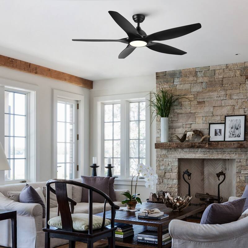 60 in.Matte White Indoor Ceiling Fan with Light, DC Motor and Remote Control
