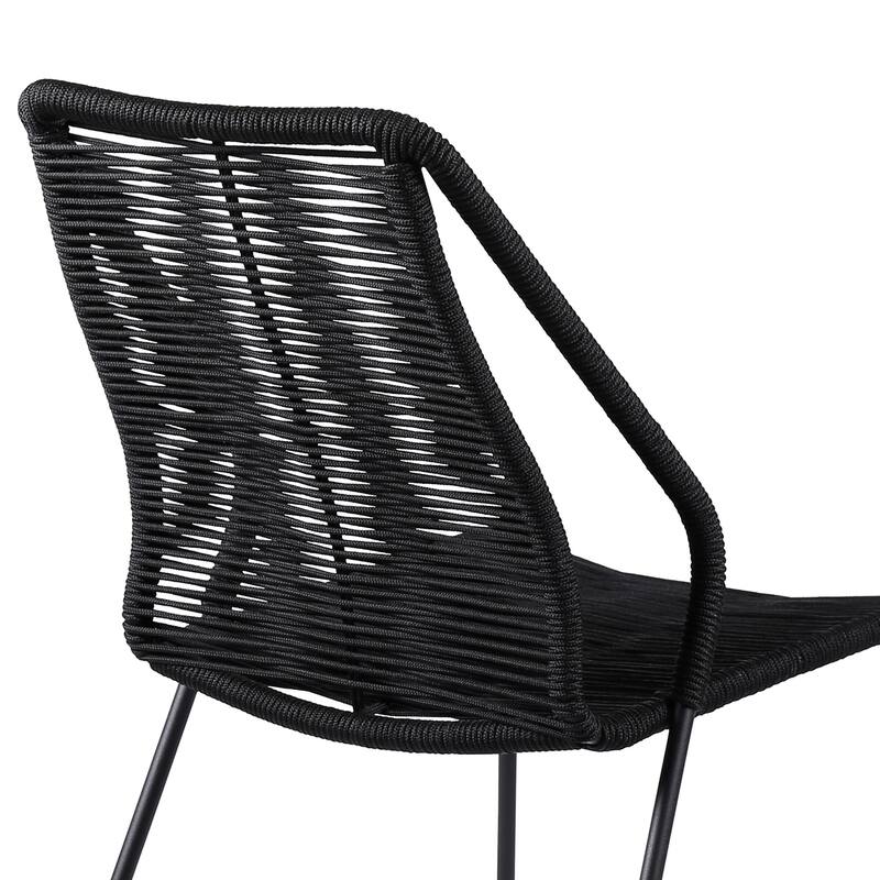 Stackable Dining Chairs - Steel Frame Rope Seat - Modern Outdoor Furniture - Set of 2