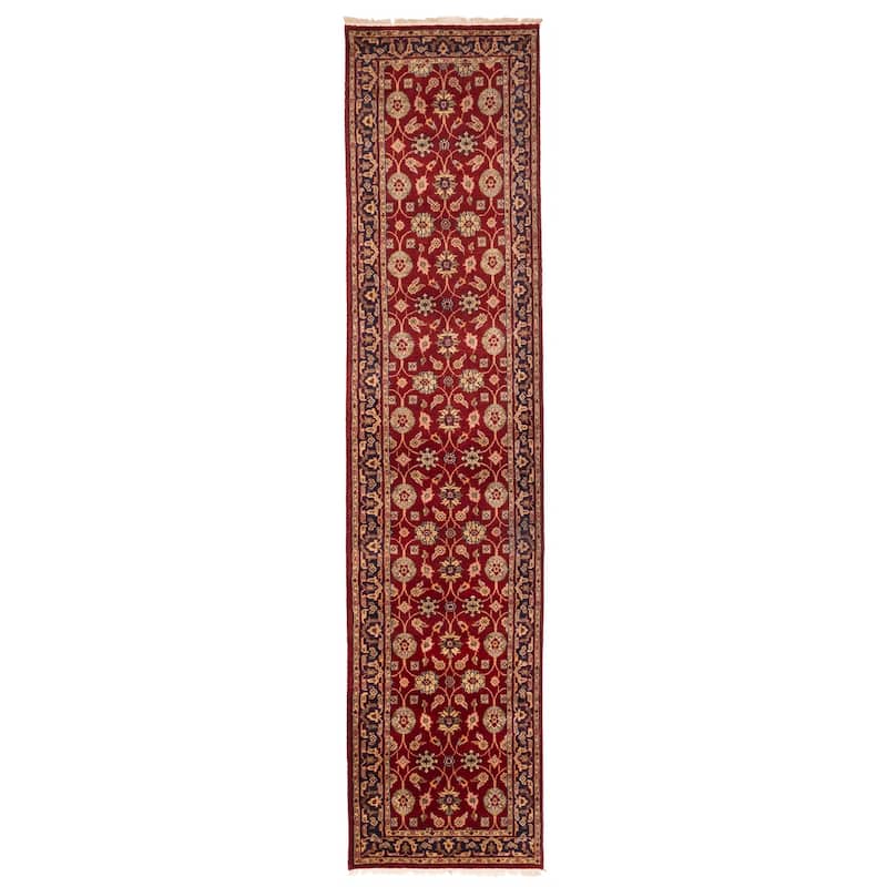 ECARPETGALLERY Hand-knotted Finest Agra Jaipur Red Wool Rug - 2'6 x 11'7