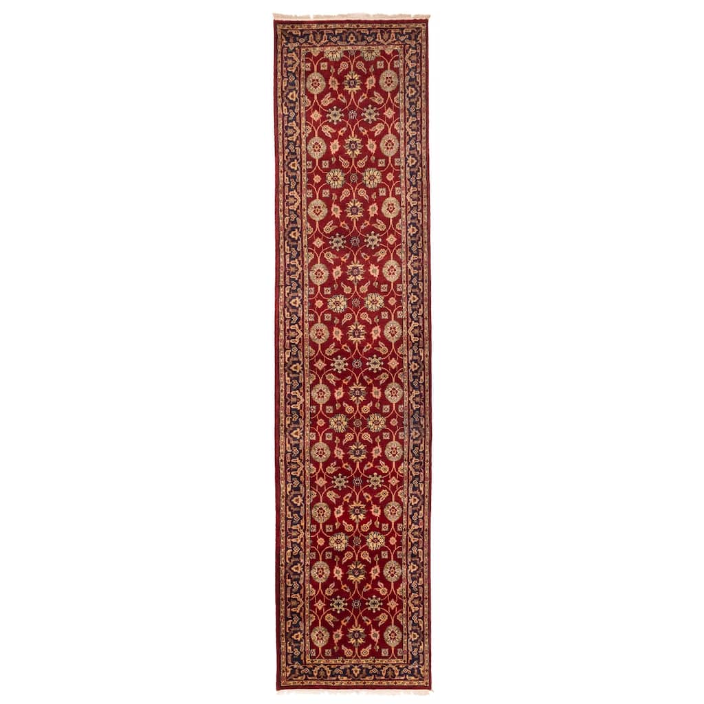 ECARPETGALLERY Hand-knotted Finest Agra Jaipur Red Wool Rug - 2'6 x 11'7