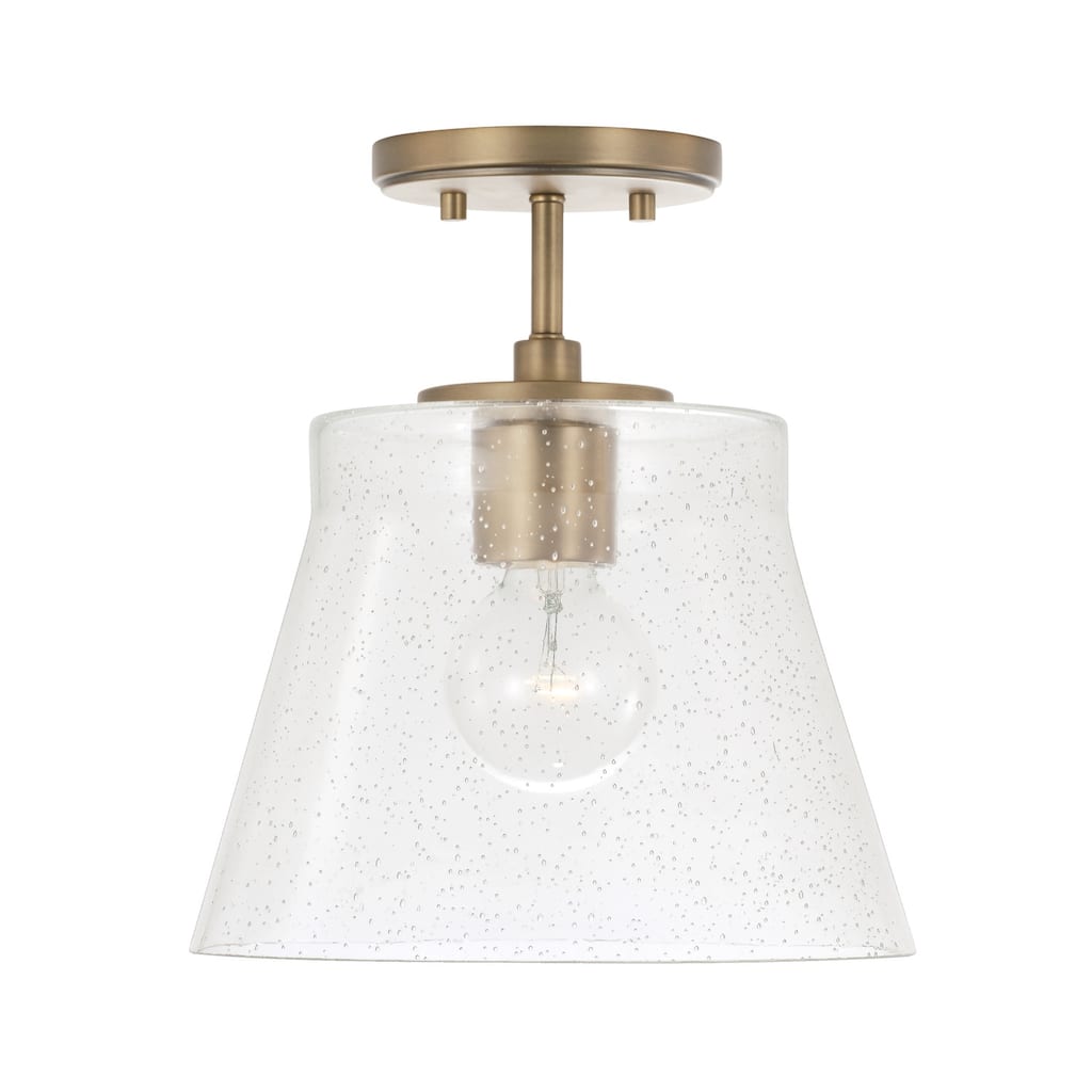 Baker 1-light Small Pendant/ Semi-Flush Mount w/ Clear Seeded Glass