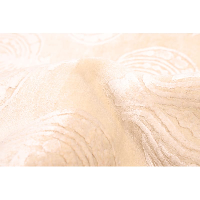 ECARPETGALLERY Hand-knotted Mirzapur Light Khaki Silk, Wool Rug - 5'6 x 8'1