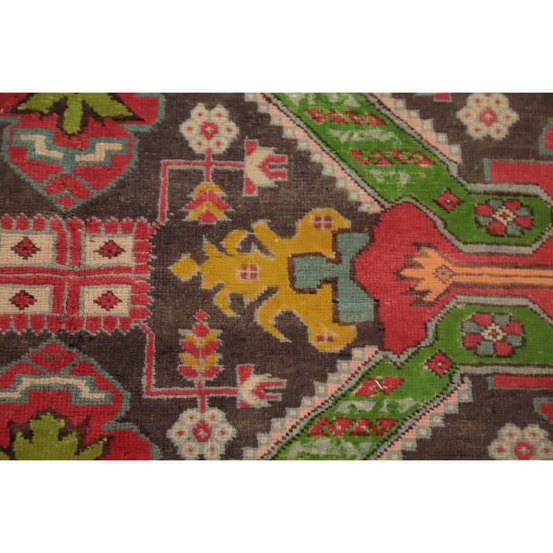 Hand Knotted Oriental 100% Wool Carpet Traditional Geometric Brown Meshkin Runner Rug - 9' 8'' X 4' 5''