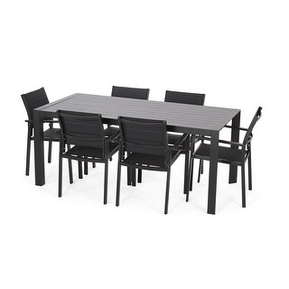 Templin Outdoor Mesh and Aluminum 7 Piece Dining Set by Christopher Knight Home