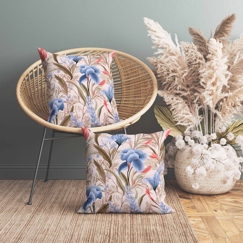 Breezy Buds Indoor/Outdoor Reversible Throw Pillow Pink and Blue