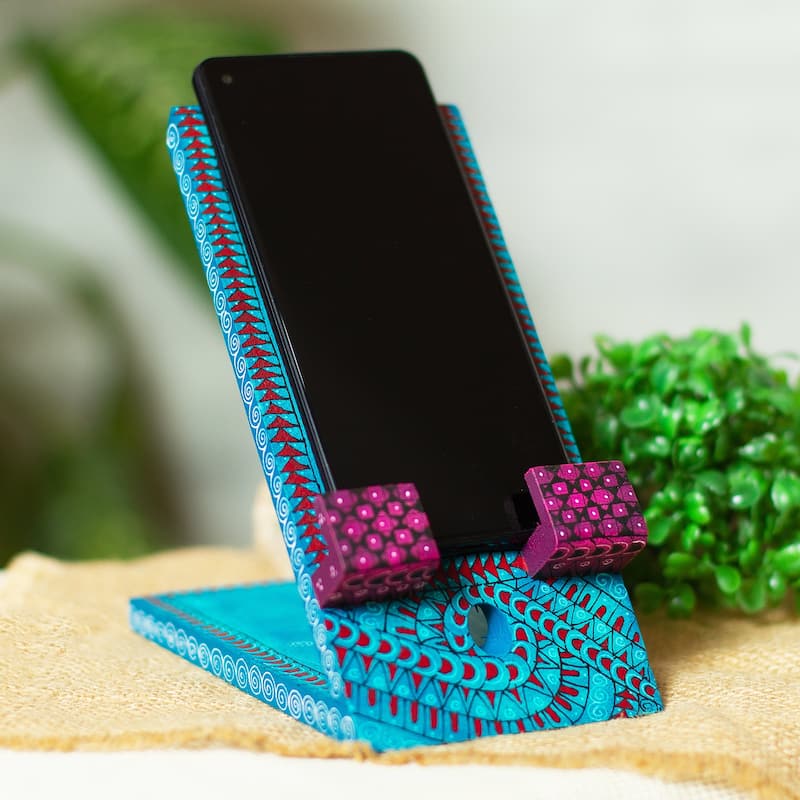 Novica Handmade Hello Oaxaca Wood Phone Holder