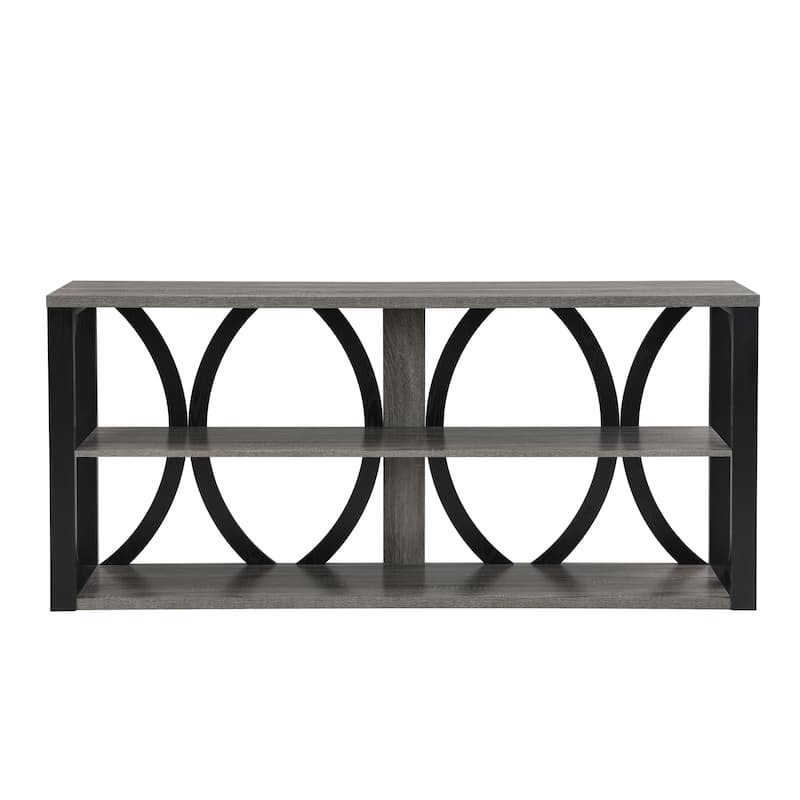 70.87" MDF Round Frame 3-Tier Console Table With Spacious Shelves For Living Room