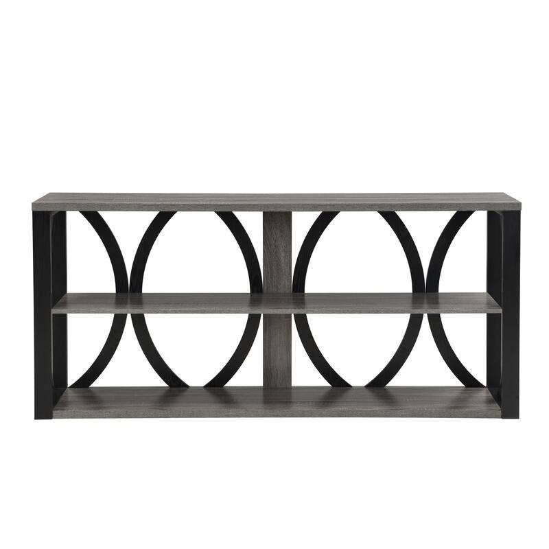 console table with open storage shelf