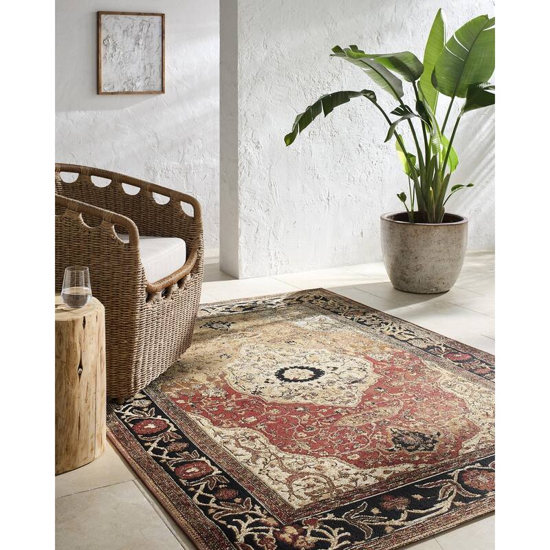 Livabliss Warsaw Traditional Indoor / Outdoor Area Rug - Red - 5'3" x 7'1"