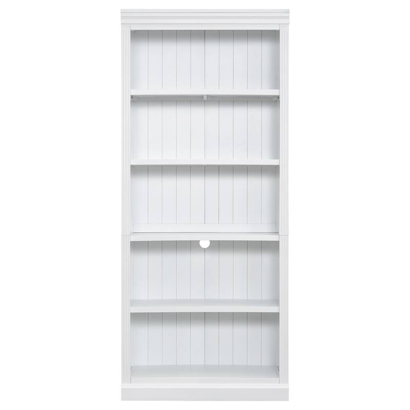 Wood Bookshelves Set of 2, 83" 5-Tier Open Bookcases with LED Light Bar, Modern Floor Storage Cabinet with Adjustable Shelves